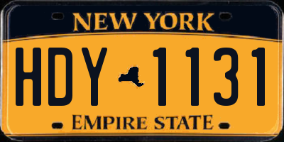 NY license plate HDY1131