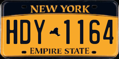 NY license plate HDY1164