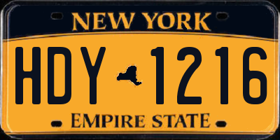 NY license plate HDY1216