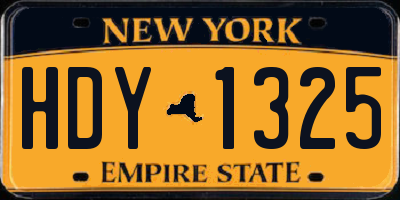 NY license plate HDY1325