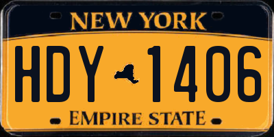 NY license plate HDY1406