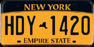 NY license plate HDY1420