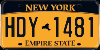 NY license plate HDY1481