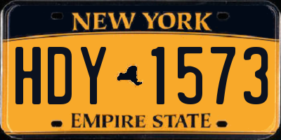 NY license plate HDY1573