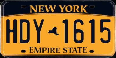 NY license plate HDY1615