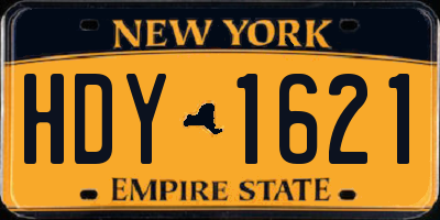 NY license plate HDY1621