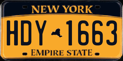 NY license plate HDY1663