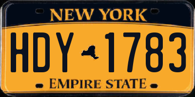 NY license plate HDY1783