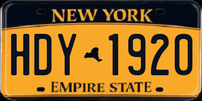 NY license plate HDY1920