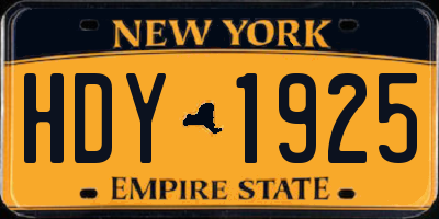 NY license plate HDY1925