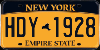 NY license plate HDY1928