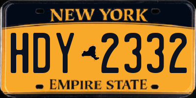 NY license plate HDY2332