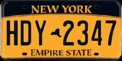 NY license plate HDY2347