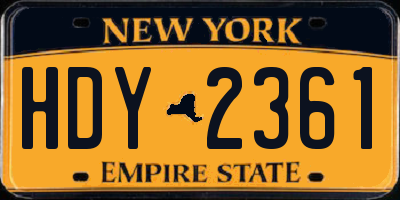 NY license plate HDY2361