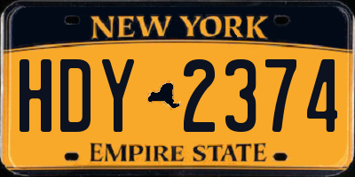 NY license plate HDY2374