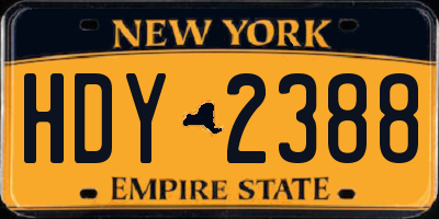 NY license plate HDY2388