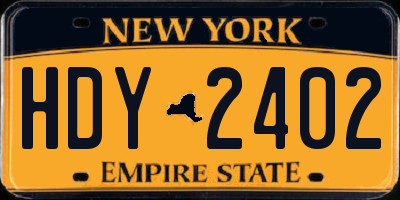 NY license plate HDY2402