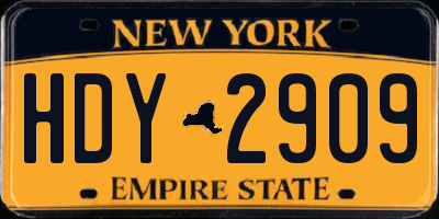 NY license plate HDY2909