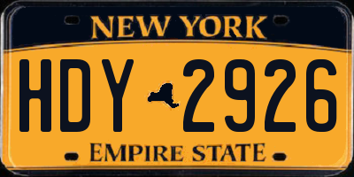 NY license plate HDY2926