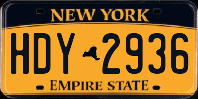 NY license plate HDY2936