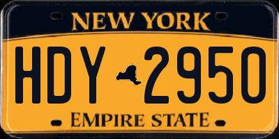 NY license plate HDY2950