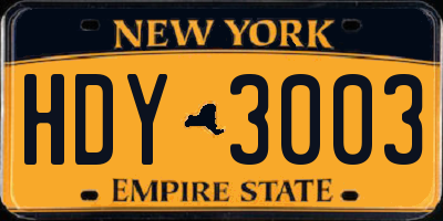 NY license plate HDY3003