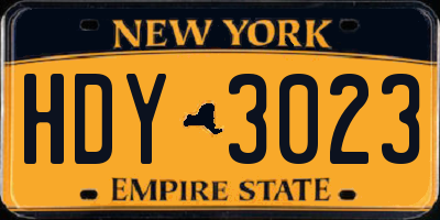 NY license plate HDY3023