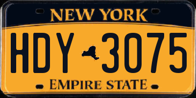 NY license plate HDY3075