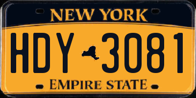 NY license plate HDY3081