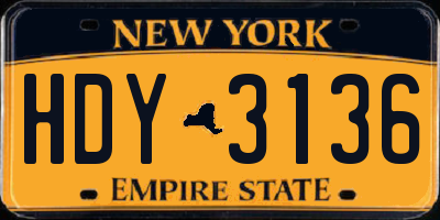 NY license plate HDY3136