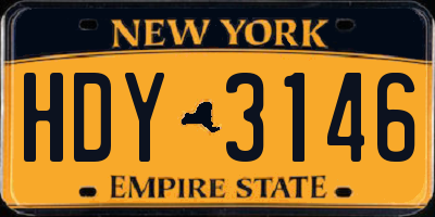 NY license plate HDY3146