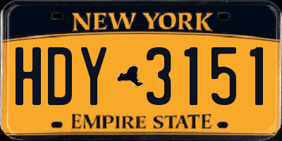 NY license plate HDY3151
