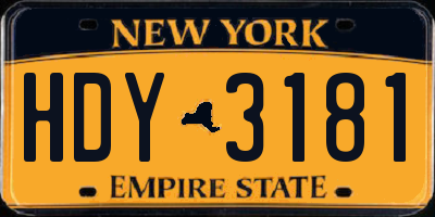NY license plate HDY3181