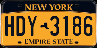 NY license plate HDY3186