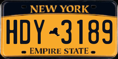 NY license plate HDY3189