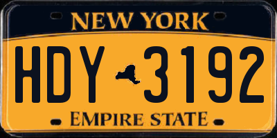NY license plate HDY3192