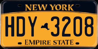 NY license plate HDY3208