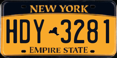 NY license plate HDY3281