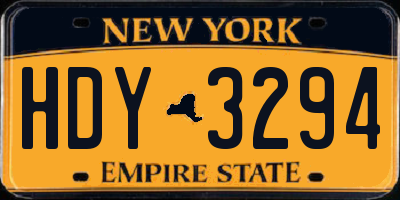 NY license plate HDY3294