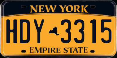 NY license plate HDY3315
