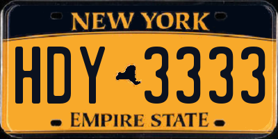 NY license plate HDY3333