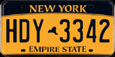 NY license plate HDY3342