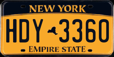 NY license plate HDY3360