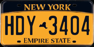 NY license plate HDY3404