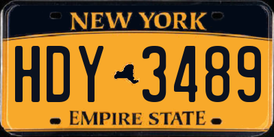 NY license plate HDY3489