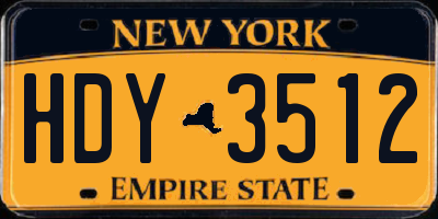 NY license plate HDY3512