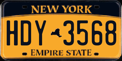 NY license plate HDY3568