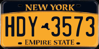 NY license plate HDY3573