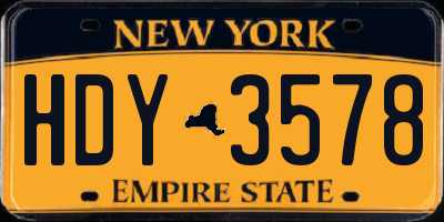 NY license plate HDY3578