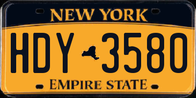 NY license plate HDY3580